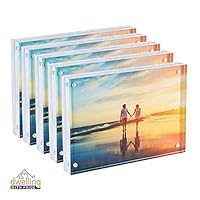 Dwelling With Pride Acrylic Picture Frame Set of 5 - Acrylic Photo Frame - Collage Stand for Family Photographs - Clear Picture Frames for Office Desk & Side Table - Wedding Table Décor - 5x7 Inch