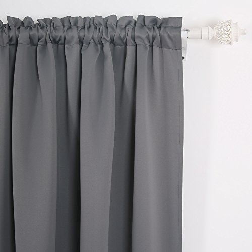 image for Deconovo Gray Blackout Curtains Rod Pocket Thermal Curtains Outdoor Cu