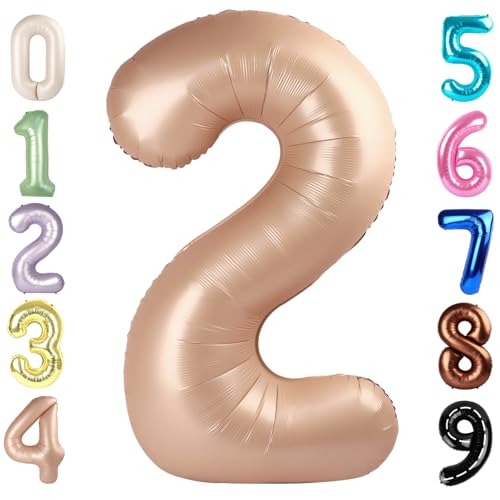 2 Balloon Number Light Brown Balloons