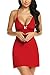 Avidlove Sleepwear Womens Chemise Sexy Nightie Full Slip Lace Babydoll Dress, Red, Medium Size