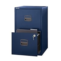 Bisley Two Drawer Steel Home or Office Filing Cabinet, Navy Blue (FILE2-NV)