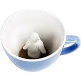 Creature Cups Penguin Ceramic Mug – 11 oz Ice Blue Coffee Cup with Hidden 3D Penguin Inside – Unique Gift for Coffee, Tea & Animal Lovers