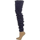 Foot Traffic - Super Long Cable Knit Leg Warmers, Navy