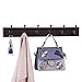 SONGMICS Wall Mounted Coat Rack, with 6 Double Hooks, 16 Inch Hole Spacing, Modern Style, Dark Brown ULHR21BR