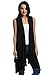 Meaneor Women's Sleeveless Asymetric Hem Open Front Drape Cardigan Sweater Vest Black XL