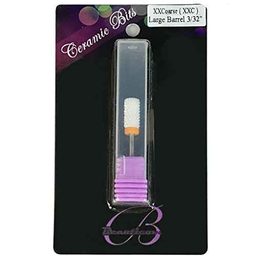 Beauticom Professional USA Ceramic White LARGE Barrel Bit Nail Drill (Grit: DOUBLE XXC COARSE) 3/32" Shank Size