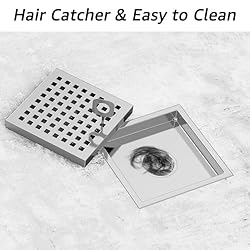 Iriber 6 Inch Square Shower Floor Drain with PVC