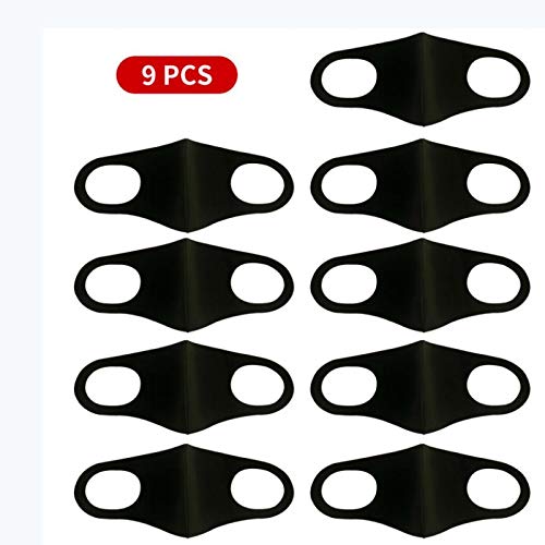 Seahouse 9 Pcs Outdoor Face Mask Multifunctional Seamless Microfiber UV Protection for Men Women Motorcycle Hiking Cycling Black