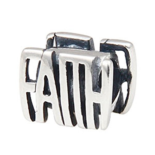 ABAOLAAntique Letter Faith Charm 925 Sterling Silver Beads fit Pandora Charms Bracelets