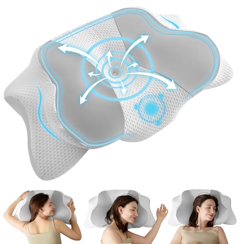 Uniency Orthopaedic Pillow with Memory Foam, Anti-Snoring Pillow, Neck Support Pillow, Ergonomic Pillow, Sleeping Pillow for Side Sleepers, Back Sleepers and Stomach Sleepers (Grey)