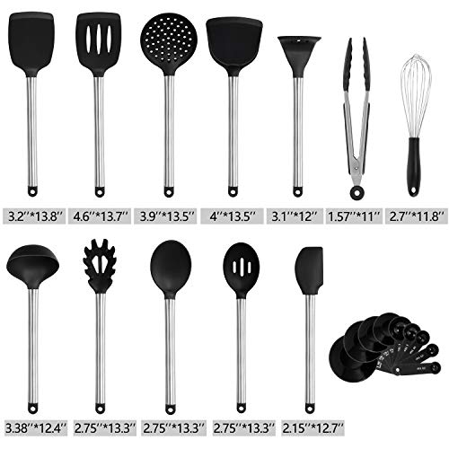 21 PCS Kitchen Utensil Set,AILUKI Silicone & Stainless Steel Spatula Set, Nonstick Non-Scratch and Heat Resistant Cookware Set,Great Kitchen Tools for Gift