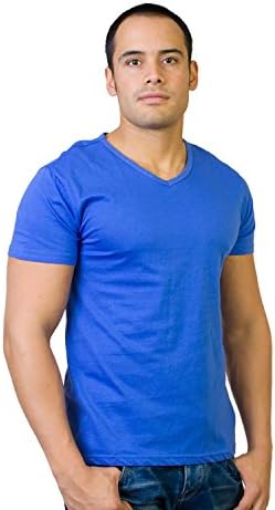 Agiato Men's Basic V Neck T-Shirt Blue XXLarge