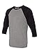 Bella + Canvas Unisex 3/4-Sleeve Baseball T-Shirt M DEEP HEATHR/ BLK