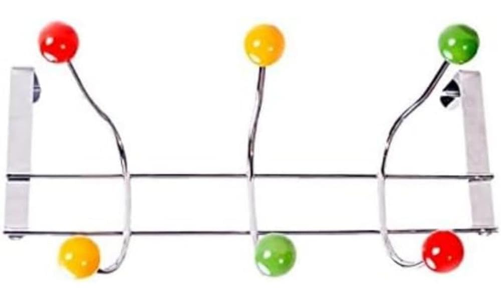 Merriway BH04681 Over The Door Hanger Polished Chrome Finish with Colourful Beads Hook x 6 Bright