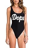 Women's Letter Print Backless One Piece Monokini Bikini
