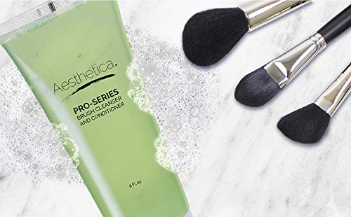 Aesthetica Makeup Brush Cleaner - Cruelty Free Make Up Brush Shampoo for any Brush, Sponge or Applicator - Made in USA - 6 oz.