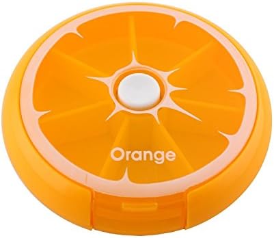 Tmarton 1PC Fruit Style Orange Travel 7 Compartment Weekly Pill Storage Case Box Medicine Rotation Holder Dispenser Organizer Container