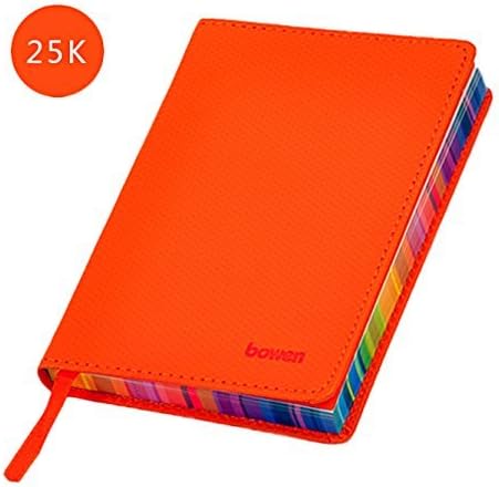 Bonded Diary Leather Journal Notebook A5 Rainbow Edge 8 X 5.6 Inch Orange
