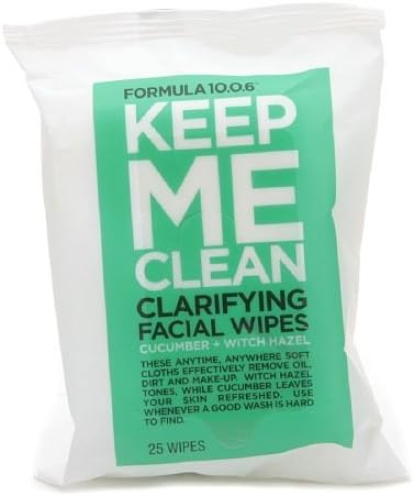 Keep Me Clean Clarifying Facial Wipes 10.0.6 Formula Cucumber + Witch Hazel 25 ea (Pack of 6)