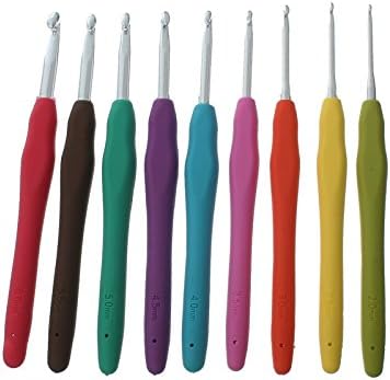 Unpre(TM)2016 Aluminum Crochet Hooks Kit Knitting Needles For Knitted DIY Soft TPR Handle Hand Sewing Crafts Needlework 9PCs Mixed