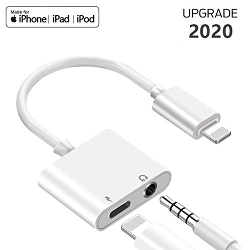 Headphone Jack Adapter Cable Aux Audio 3.5 mm Jack Adapter Charge and Music for iPhone 7 Dongle Compatible with iPhone 7/7 Plus/8/8 Plus/11/X/XS/XS MAX Accessory Connector Compatible All iOS Systems