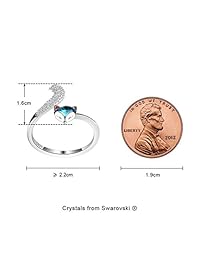 PLATO H S925 Sterling Silver Fox Animal Ring High Polish Plain with Crystals from Swarovski for Women Girl Dainty Jewelry Gift Anniversary Wife Birthday
