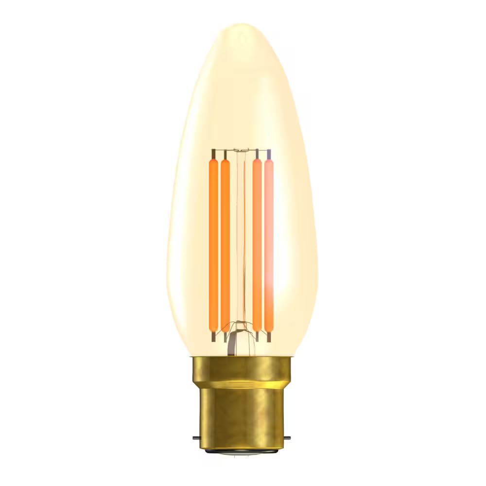 LED Squirrel Cage Vintage Filament Candle 35mm 4W B22d Gold 2000K Bell