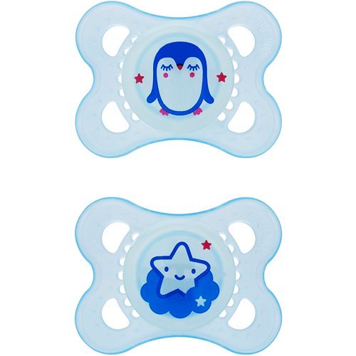 MAM NIGHT Silicone Pacifiers 0-6 Months BPA FREE - blue