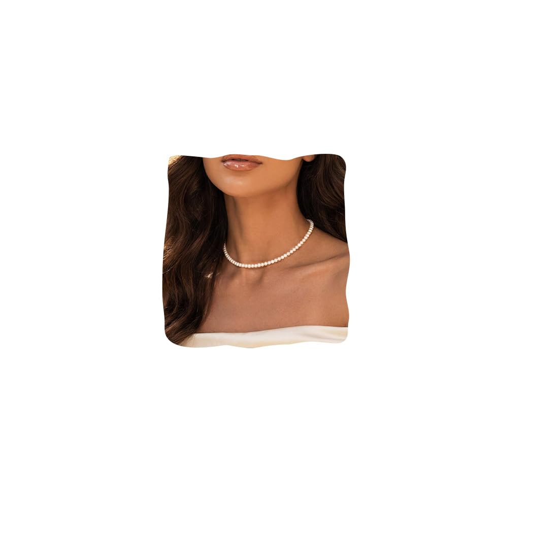Ushiny Imitation Pearl Choker Necklace White Pearl Choker Themed Prom Festival Party Necklaces Jewellery for Women and Girls