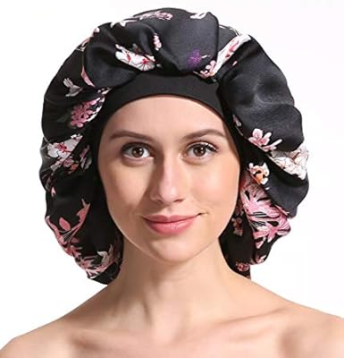 Satin Silk Bonnet Sleep Cap Printing Soft Extra Large Wide Band