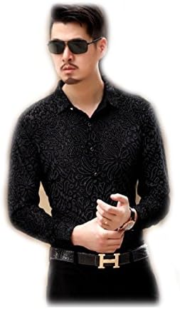 Herina, Mens Men's Dress Shirts Slim Fit Long Sleeve velvet Solid Color, Male Casual Shirt Clothes. (XXXL, Color 11)