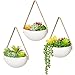 Mkono Ceramic Hanging Planter Wall Planters Set of 3 Modern Flower Plant Pots for Succulent Herb Air Plant Live or Faux Plants Home Office Decor Chritmas Gift, Whitethumb 4