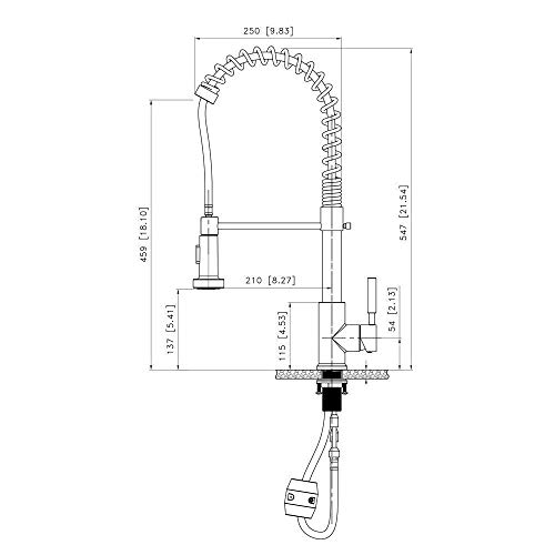 Bokaiya Heavy Duty Brass One-Handle Pre-Rinse Spring Pulldown Kitchen Faucet, Brushed Nickel Kitchen Sink Faucet - Thumbnail 7
