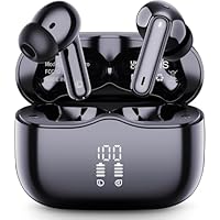 Wireless Earbuds, 2026 Bluetooth 5.4 Headphones in Ear with HiFi Stereo, Bluetooth Earphones with 4 ENC Noise Cancelling Mic, 40H Playtime, LED Display, IP7 Waterproof Bluetooth Earbuds, Light, USB-C