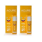 Acure Organics All Natural Organic Baby Sunscreen Stick With Zinc Oxide Sunblock, Coconut Oil, Beeswax, Candelilla, Castor Oil, Carnauba, Shea Butter, Borage, Pumpkin and Aloe, 0.5 oz (Pack of 2)