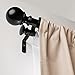 Amazon Basics 1-Inch Double Extendable Curtain Rods with Round Finials Set, 36 - 72 Inches, Black