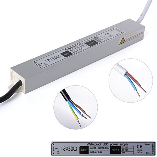 UltimaFio(TM)DC 12V 30W Waterproof LED Driver Power Supply Lighting Transformer Adapter Input AC170-250V IP67 for LED Strip LD496
