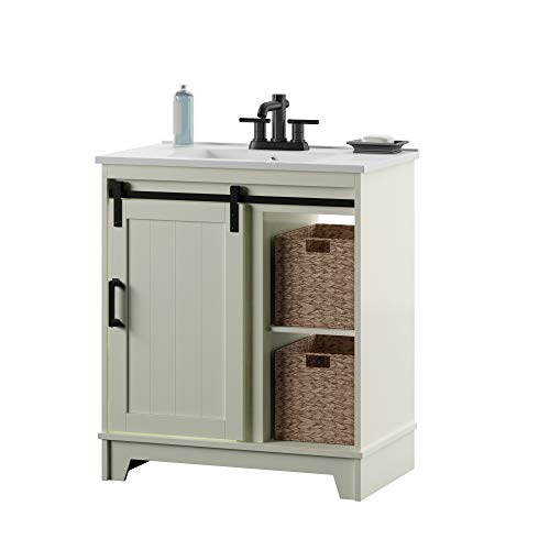 Pamari Cassara 30” Single Bathroom Vanity with Sliding Barn Door and