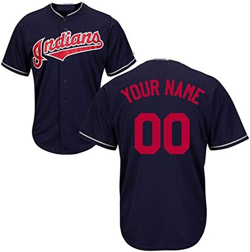 Dlin Men's Custom Indians Navy Baseball Jersey (3XL)
