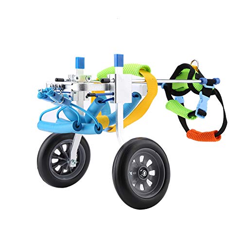 HEEPDD Dog Wheelchair, Hind Legs Rehabilitation Disabled Dog Assisted Walk Two Wheels Adjustable Pet Wheelchair for Adult Cats Small Dogs Pomeranian Chihuahua (XXS)