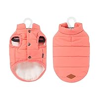Meioro Dog Jacket Dog Cosy Warm Jacket Winter Lined Coat Dog Cat Pet Clothes Warm French Bulldog Pug Dog Clothes Vest  (L, Pink)
