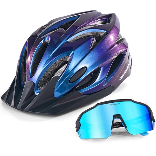 Odoland Fahrradhelm Fahrradbrille Set, Radhelm mit Sportbrille Verstellbarer Rennradhelm Atmungsaktiv MTB Mountainbike Helm für Erwachsene Herren Dame