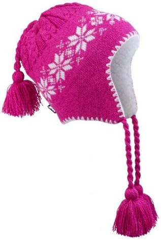 Polish Apparel Pink Winter Hat - White Flowers & Trim with Inside Lining