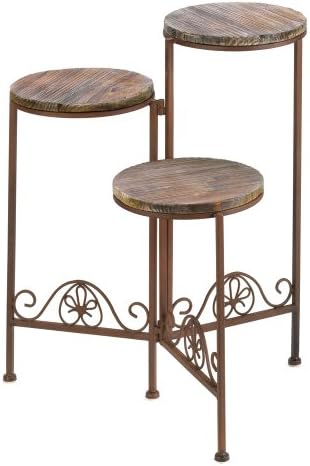 Gifts and Decor Rustic Finish Triple Planter Table Set