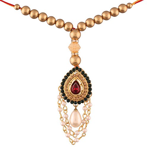 i jewels gold plated pearl and stone studded lumba rakhi for bhabhi (r616-l)