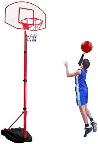 Fajiabao Portable Basketball Hoop Adjustable Height 5Ft to 7.8Ft Basketball System for Kids and Teens Backboard Basketball Goal Court with Rim and Net Ball Pump Indoor Outdoor Games