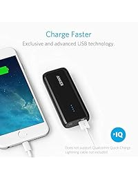 Anker Astro E1 5200mAh Candy bar-Size Ultra Compact Portable Charger (External Battery Power Bank) with High-Speed Charging PowerIQ Technology Negro cargador de dispositivo móvil