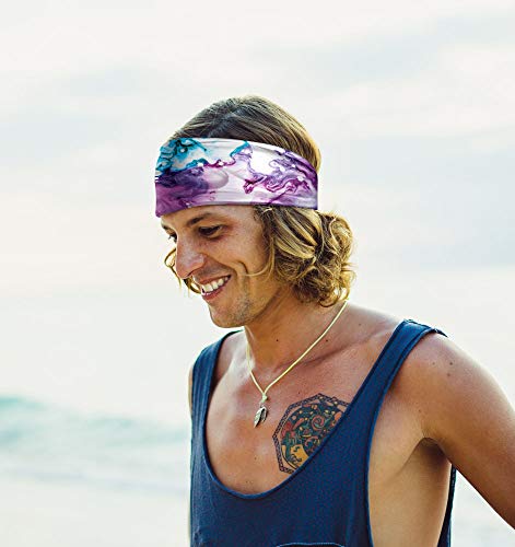 WIRESTER Bandana Mask, Headwear, Scarf for Running, Cycling, Fishing, UV Protection - Purple Mixed Oil Paint, Medium