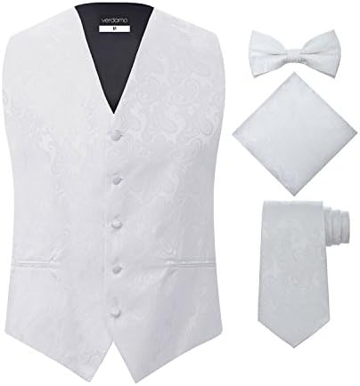Men's 4pc Paisley Set (L (Chest 44), White), By Verdamo