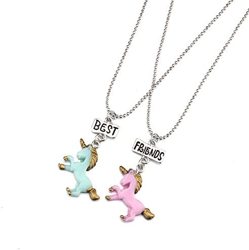 SKEINS 2 Pcs Best Friends BFF Hose Unicorn Pendant Friendship Necklace Women Kids Girl Cartoon Gift (Hose Unicorn D)